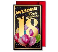 art nuvo Birthday Card - Happy Birthday Card with Envelope Full of Shine and Shimmering Light Reflected in the Glittering Number and Colourful Prints
