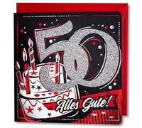 art nuvo Birthday Card - Happy Birthday Card with Envelope Full of Shine and Shimmering Light Reflected in the Glittering Number and Colourful Prints