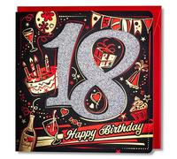 art nuvo Birthday Card - Happy Birthday Card with Envelope Full of Shine and Shimmering Light Reflected in the Glittering Number and Colourful Prints