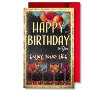art nuvo Birthday Card - Happy Birthday Card with Envelope Full of Shine and Shimmering Light Reflected in the Glittering Number and Colourful Prints