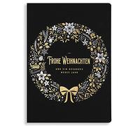 Art Nuvo - Exclusive Christmas Cards No. 48 - Set of 10 Same Cards, 120 x 170 mm, Gold Plated and Embossed Christmas Motifs - Made from Jewellery Paper and Colourful Paper with Inserts and Around