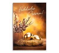 ART NUVO - Exclusive Easter Cards no. 1 - Set of 10 Cards 120 x 170 mm with Gold-Plated Lettering and White envelopes.