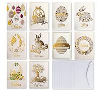 art nuvo Exclusive Set of 10 Different Easter Kar Tens Made of Fine Paper with Colourful Inserts and Envelopes 120 x 170 mm EE-Mix