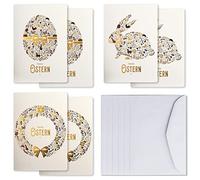 Art Nuvo Exclusive Set of 6 Easter Cards, Made from fine Paper with Light Beige Inserts and envelopes, 120 x 170 mm