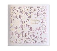 art nuvo Wedding Invitations - Pack of 20 135 x 135 mm with Printable Inserts and Envelopes for Wedding - Laser Cut with Gold Foil Finished Printed Pattern on Metallic Card