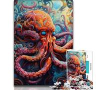 Art Octopus Jigsaw Puzzles for Adults Teenagers Jigsaws Puzzle,Learning Educational Toys Family Games with Matching Poster And Trivia Sheet (38x26cm)