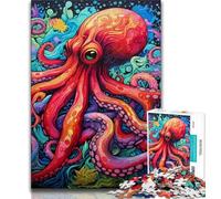 Art Octopus Jigsaws 1000 Pieces for Teenagers,Stress Reliever Staycation Kill Time with Matching Poster And Trivia Sheet (75x50cm)