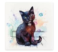 Art of Arora 2841 Black Cat Ceramic Tile Picture Plaque Wall Art 20 x 20cm