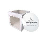Art of Cake® Masonite Cake Board 5mm and 2 Sided Window Tall Cake Box White 8"-For Tiered Decorated Birthday Wedding Engagement Graduation and All Celebration Cakes