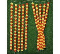 Art Of Creation Artificial Marigold Garland for Decoration 5 Feet Long Fake Flower Mala for Diwali Pooja Indian Wedding,Festival Home,Office and Parties (Multi, (Pack of 20)