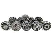 Art Of Creation Ceramic Door Knobs Assorted Designs Handmade VintageLook Flower Shabby Chic Interior Furniture Cabinet Cupboard Wardrobe Drawers Pulls Handles Set of 10