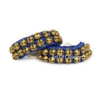 Art of Creation Kathak Dancing Ghungroo Anklet Bells Par 2 Line 20 + 20 Bells Indian Classical Dancers Musical Instrument For Dancing Bharatnatayam 40 Bell Blue Paded