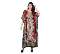 Art Of Creation Women Kaftan Dress Tunic Long Maxi Plus Size, Brick Red, One size