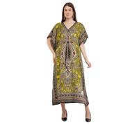 Art Of Creation Women's Kaftan Dress Long Maxi Caftan Dressess Night Gown Beachwear Cover Up Tunic (Plus Size Top Color-Yellow