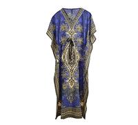 Art Of Creation Women's Kaftan Dress Long Maxi Caftan Dressess Night Gown Beachwear Cover Up Tunic Top Plus Size Color-Blue