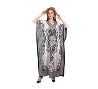 Art of Creation Women's Kaftan Dress Maxi Long Dress Night Gown Caftans Dresses 3/4 Sleeve Top Nightdress Plus Size Tunic Kaftans House Dresses Color-White