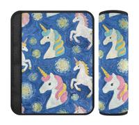 Art Oil Painting Unicorns Blue 2 Pack car seat Shoulder Strap Pads, Release Stress to Your Neck and Shoulders, Cute Seatbelt Covers for SUV Airplane Bag 10x7.7 in funda para