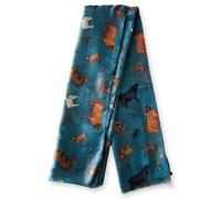 Art on Scarves Lightweight Printed Scarf: Highland Cow Design, Soft Feel, Elegant, Eco-Conscious Thoughtfully Crafted Fashion Accessory