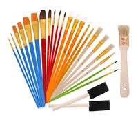 Art Paint Brush Professional Artist Brush Set Sponge Craft Brush Value Pack Assorted Shapes Sizes for Watercolor Oil Acrylic Painting 25 Pack