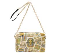 Art Painting Beige Egypt Retro Crossbody Small Bags For Women Vegan Leather Purses Cross Body Bag Zip Shoulder Handbag For Travel