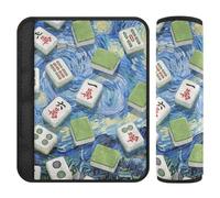 Art Painting Blue Chinese Mahjong 2 pcs car Seats Strap Covers, Stop seat Belt Cutting into Neck, seat Belt Shoulder for Truck