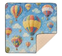 Art Painting Blue Hot Air Balloon Large Sturdy Baby Floor Play mat for Floor Cozy Breathable Foldable Padded Baby Mat for Baby Toddler Infant, 50'' x 50''alfombra de juegos
