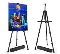 Art Painting Display Easel Stands - Portable Adjustable Aluminum Metal Tripod Artist Easels with Bags, Height from 17" to 66", Extra Sturdy for Table-Top/Floor Painting, Drawing, and Displaying, Black