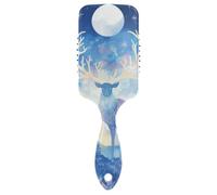 Art Painting Elk Deer Blue Moon smooth hair brush for hair growth Designed scalp massage for blow drying with Ergonomic handle cepillo para pelo rizado