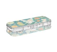 Art Painting Green Flower Elf Plastic Pencils Box Clear Double-Deck Crayon Containers For Kids With Snap-Tight Lid