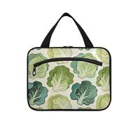 Art Painting Green Vegetable Cabbage Hanging Cosmetic Bags with Zipper with Hook, Designer Accessories Makeup Cosmetic Bag for Women Traveling Trip bolso de Mano para Hombre L