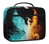 Art Painting Phoenix Small Insulated Lunch Box, Fire Ice Bird Reusable Lunch Bag Cooler Thermal Meal Container Tote for Women Men Picnic Work