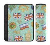 Art Paintings Vintage English 2 pcs car seat Strap Pads, Release Stress to Your Neck and Shoulders, Cover Belt car seat for Sedan Airplane Sedan 10x7.7 in forro para cinturon de