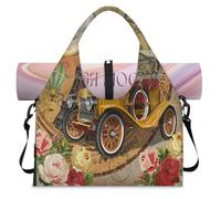 Art Paris Vintage Poster Sports Duffel Bag for Women Men Paris Weekend Overnight Bag with Shoe Compartment Shoulder Tote Luggage Bag for Yoga Gym Travel
