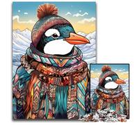 Art Penguin Jigsaw Puzzles for Adults, 1000 Piece Wooden Jigsaw Puzzles for Adults Challenging Brain Teaser for Teenagers, Family Game Night Fun 50x75CM/19.68x29.52inch