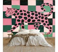 Art Photo Mural Animal Cheetah Black Spotted Leopard Wildlife 150 x 105 cm Child Non-Woven Premium Art Print Fleece Wall Mural Decoration Poster Picture Design Modern Living Room Grid Block Wallpaper