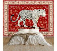 Art Photo Mural Leopard Animal Print Ethnic Style 300 x 210 cm Child Non-Woven Premium Art Print Fleece Wall Mural Decoration Poster Picture Design Modern Living Room Bedroom Wallpaper