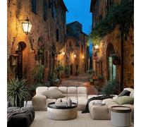 Art Photo Mural Old Town Street 350 x 256 cm Child Non-Woven Premium Art Print Fleece Wall Mural Decoration Poster Picture Design Modern Living Room Bedroom Wallpaper