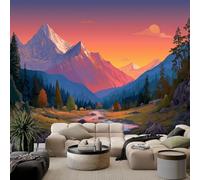 Art Photo Mural Pastoral Landscape Painting 350 x 256 cm Child Non-Woven Premium Art Print Fleece Wall Mural Decoration Poster Picture Design Modern Living Room Bedroom Wallpaper