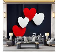 Art Photo Mural Romantic Heart 200 x 140 cm Child Non-Woven Premium Art Print Fleece Wall Mural Decoration Poster Picture Design Modern Living Room Bedroom Black Wallpaper
