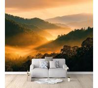 Art Photo Wallpaper 3D Sunrise Great Smoky Mountains Non-Woven Wall Mural, Natural Scenery Living Room Bedroom Wallpaper Decoration - 350 x 256 cm Photo Mural- Living Room Sofa TV Background