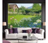 Art Photo Wallpaper Countryside Garden House Non-Woven Living Room Bedroom Country House by The Flowers Wall Decoration - Photo Mural- Gaming Room Tv Background Wall Decor 200 X 140 Cm