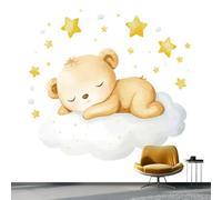 Art Photo Wallpaper Cute Pet Style Bear Non-Woven Living Room Bedroom Bear Sleeping On The Cloud Wall Decoration - Photo Mural- Gaming Room Tv Background Wall Decor 200 X 140 Cm