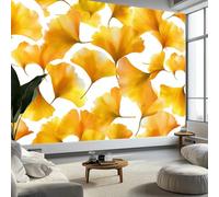 Art Photo Wallpaper Hand-Painted Watercolour Ginkgo Leaf 250 x 175 cm 3D Wall Mural, White Non-Woven Living Room Bedroom Poster Modern Sofa TV Background Kids Room Wallpaper Decor
