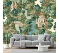 Art Photo Wallpaper Mediterranean Style Architecture River Non-Woven Living Room Bedroom Green Blue Decoration - Photo Mural- Gaming Room Tv Background Wall Decor 200 X 140 Cm