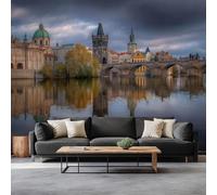 Art Photo Wallpaper Photography Prague Palace 300 x 210 cm 3D Wall Mural, Grey Non-Woven Living Room Bedroom Poster Modern Sofa TV Background Kids Room Wallpaper Decor