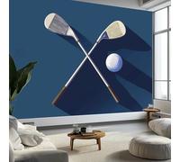 Art Photo Wallpaper Sports Logo Golf Ball Club 350 x 256 cm 3D Wall Mural, Navy Blue Non-Woven Living Room Bedroom Poster Modern Sofa TV Background Kids Room Wallpaper Decor