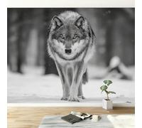 Art Photography Panoramic Poster Wallpaper 300 x 210 cm (W x H), Snow Forest Animals Wolf Wallpaper Mural for Accent Wall in Bedroom Living Room Hallway - Waterproof & Removable Wall Mural
