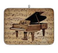 Art Piano Music Note Microfibre Dish Drying Mat Absorbent Dish Drying Drainers Mats for Kitchen Spoon Glass Plate 45.7 x 60.9 cm