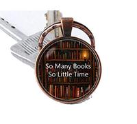 Art Picture Key Chains，Book art Library keychain Gift for friend Bookish keyring Book jewellery Bookworm jewelry Books pendant So many books So little time Nerd,Gift of love