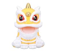 Art Piece Wake Lion Ornament Forbidden City Lion Dance Solar Waking Lion Automatic Nodding Bring Lucky Fortune for Desktop Home Entrance Car (Yellow)